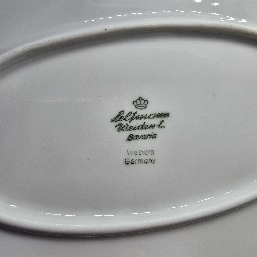 3pc Vtg Seltmann Weiden & Bavaria Inka Western Germany Silver Trim Gravy Boat